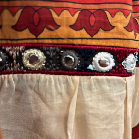 Farm Rio Anthropologie NWT Ainika Cream Midi Dress Sz Xs Boho Long Sleeve - Picture 7 of 12